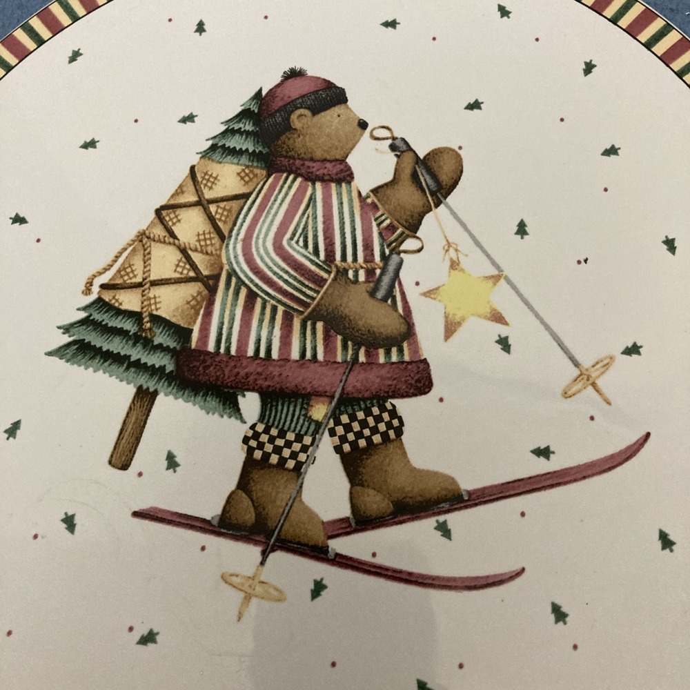 Sakura Debbie Mumm "Sledding Characters" Bear Round 9.5" Trivet Tray Cake Plate‎ - Picture 3 of 7